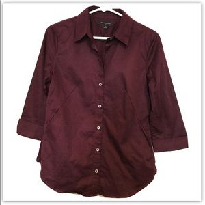 SOLD Banana Republic 3/4 sleeve button down burgundy shirt, medium NWOT